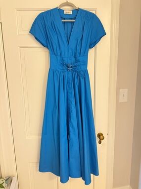 Electric Blue V-Neck Belted Maxi Dress